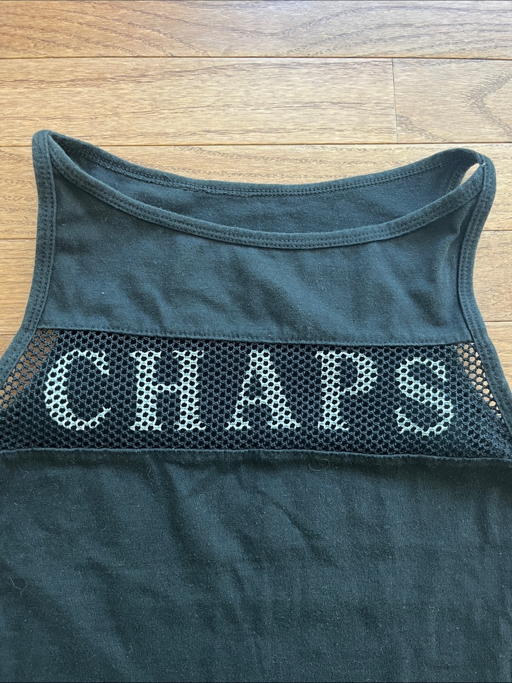 Chaps Black Tank with Mesh CHAPS Logo - Picture 2 of 2